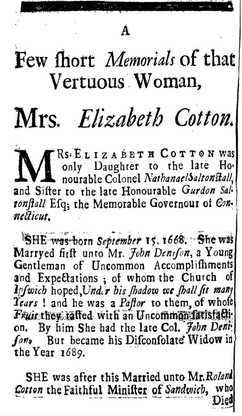 New England Puritan Women’s Death Writings